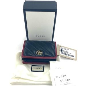 Gucci #573811 GG Marmont Black Leather card Wallet